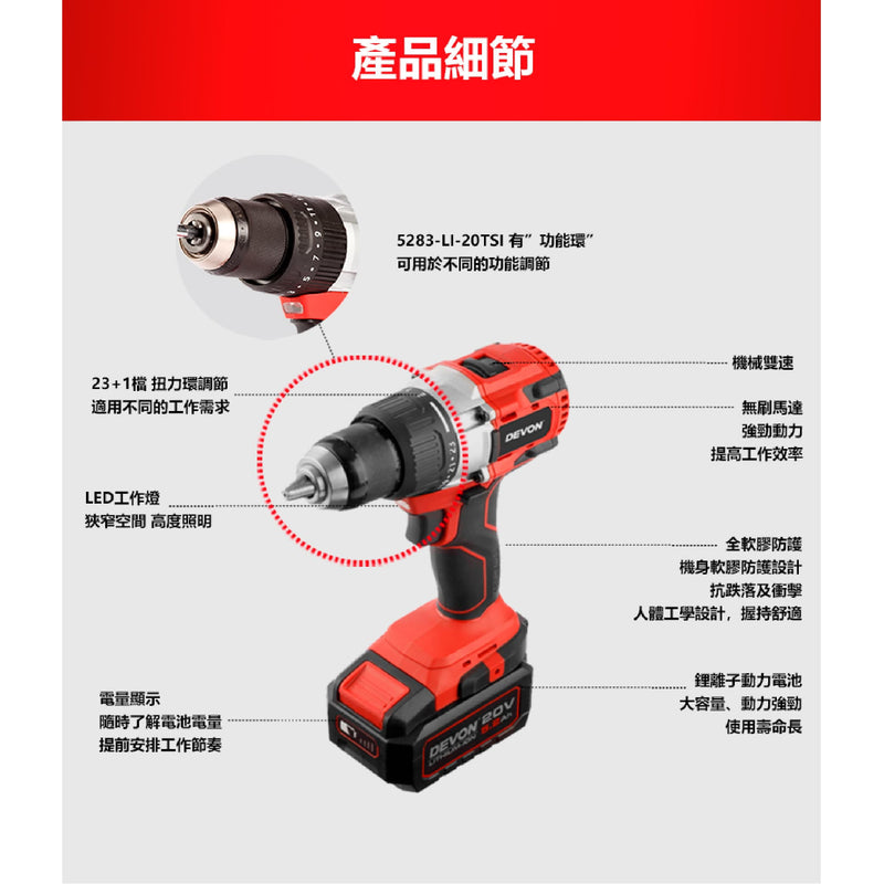 DEVON 大有 5283-Li-20TSI hammer drill