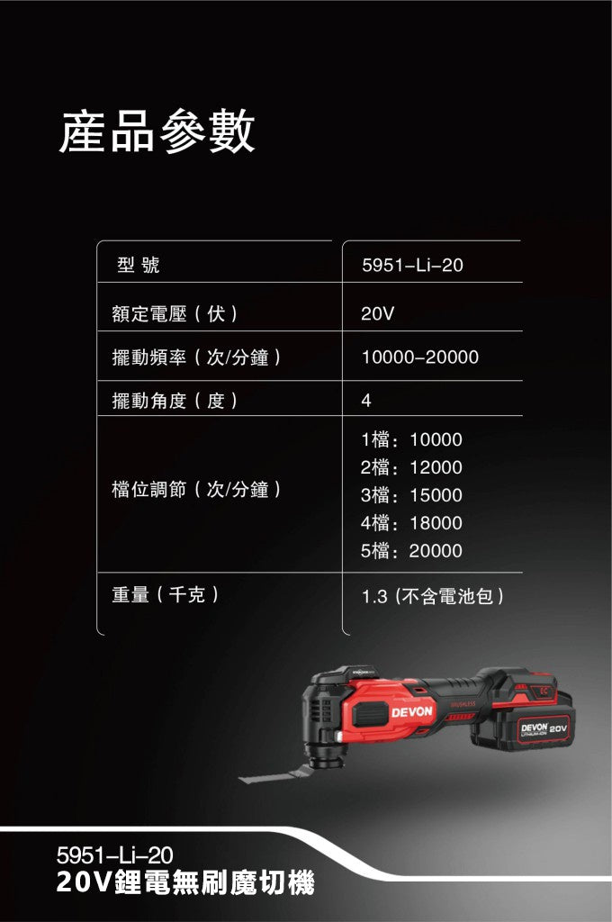DEVON 大有 5951-Li-20 multi-tool