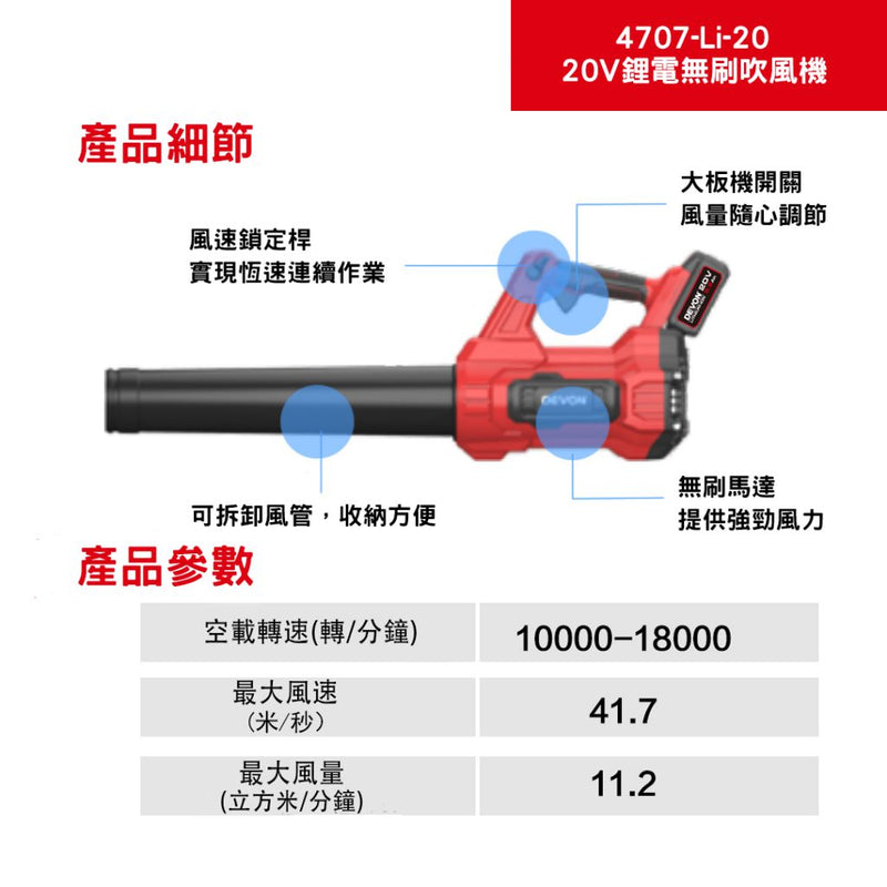 DEVON 大有 4707-Li-20 leaf blower