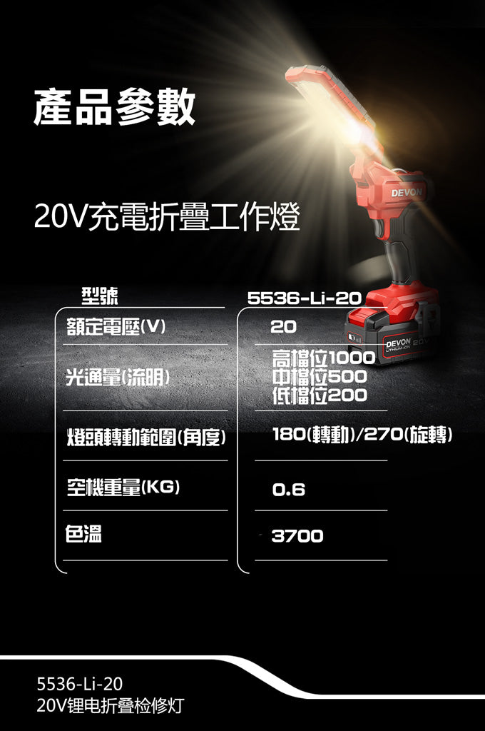 DEVON 大有 5536-Li-20 work light
