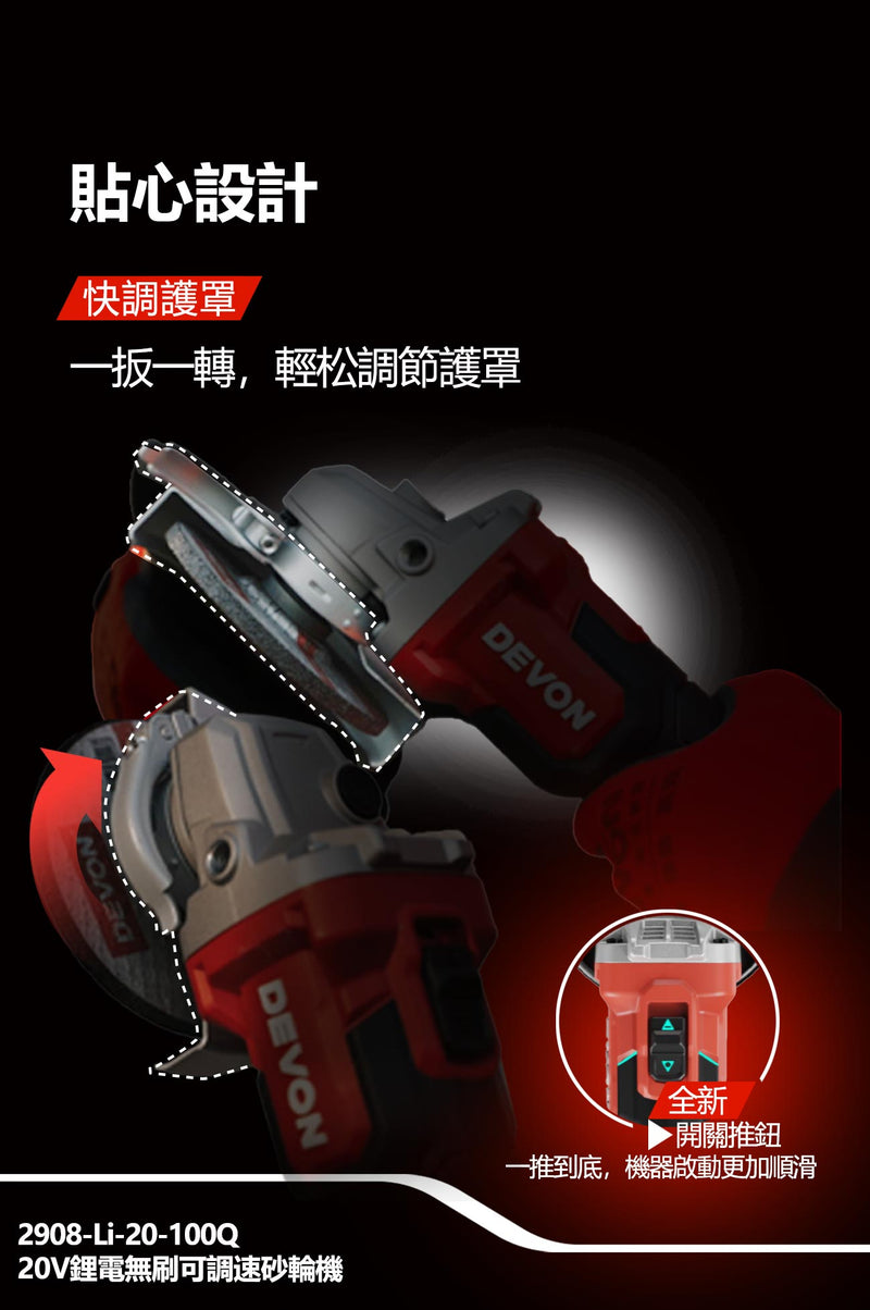 DEVON 大有 2908-Li-20Q angle grinder
