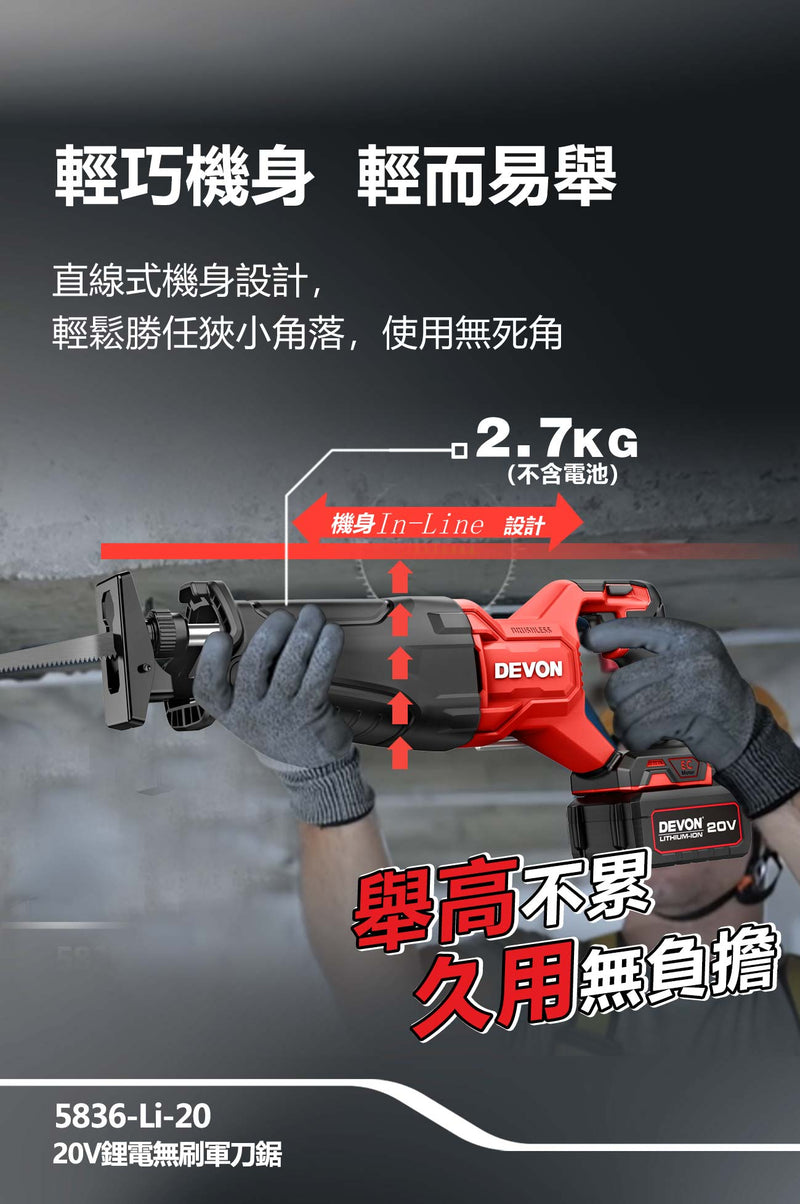 DEVON 大有 5836-Li-20 reciprocating saw