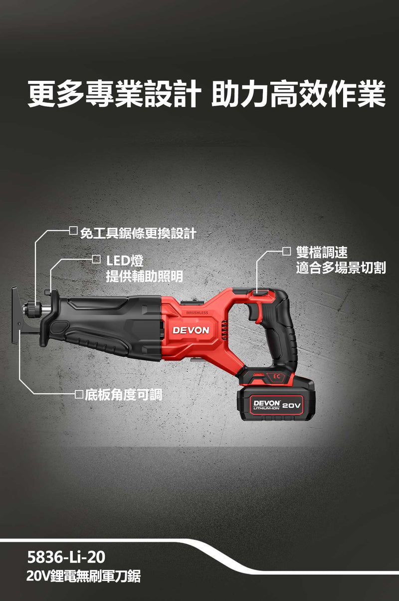 DEVON 大有 5836-Li-20 reciprocating saw