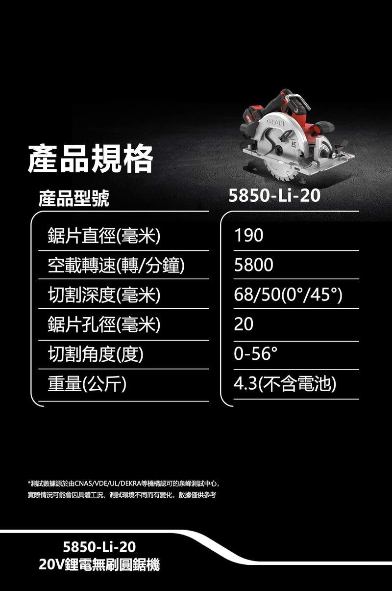DEVON 大有 5850-Li-20 circular saw
