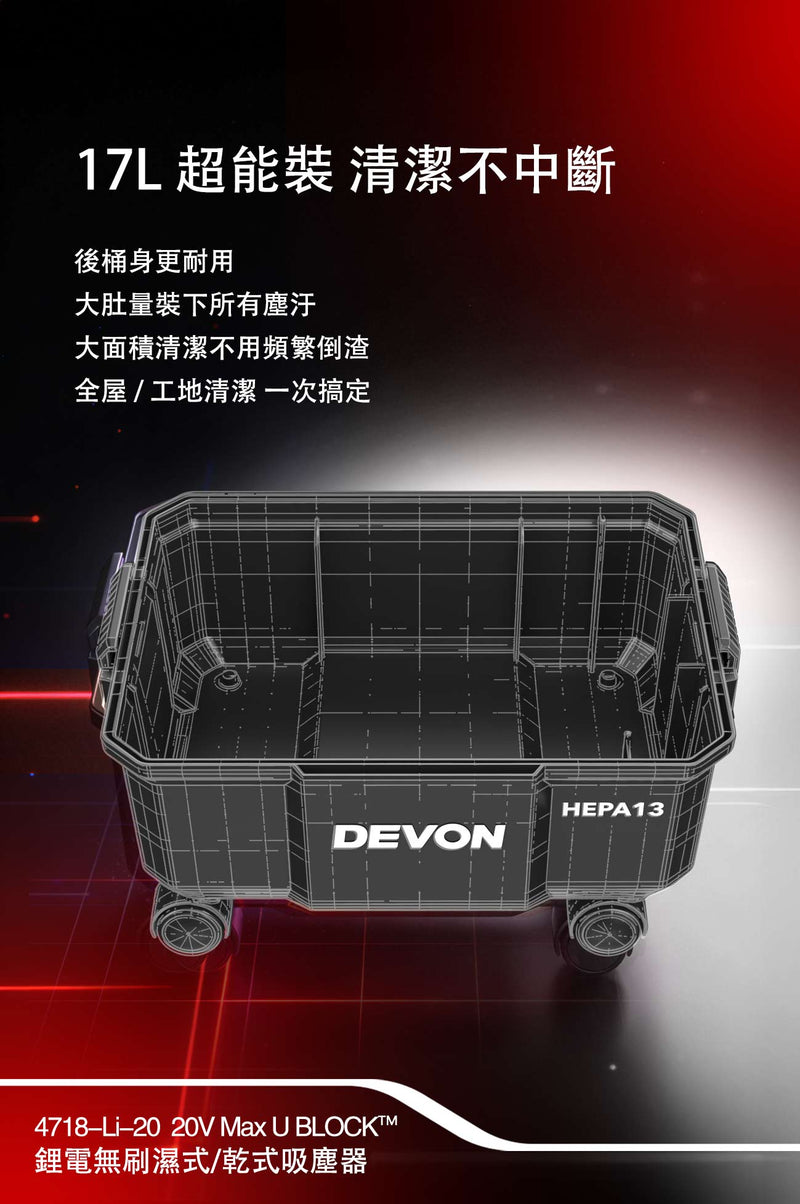 DEVON 大有 4718-Li-20 wet/dry vacuum