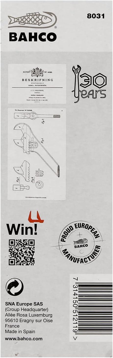 Bahco 8031 commemorative box, back