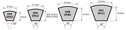 Mitsuboshi narrow V-belt sections SPZ SPA SPB SPC dimensions 日本三星 窄型三角皮帶各型截面尺寸對照