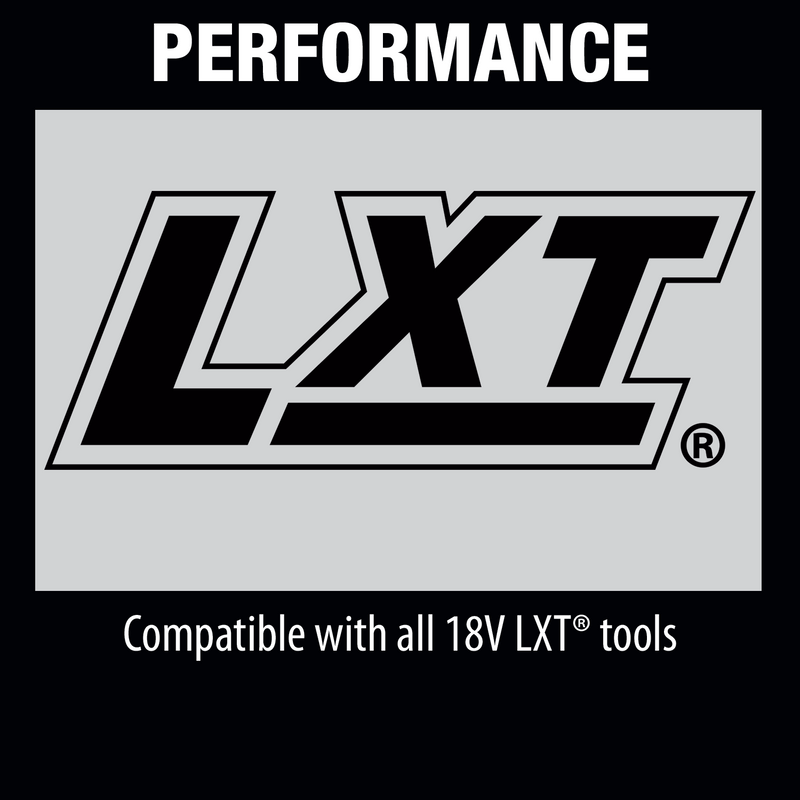 Makita LXT logo: compatible with all 18V LXT tools