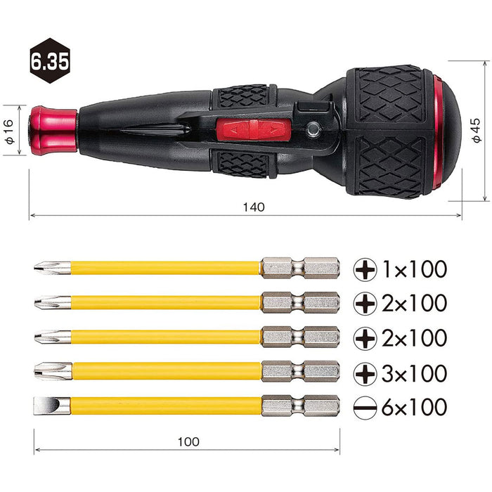 Vessel 220USB-5 3.6V Li-ion Cordless Rechargeable Ballgrip Screwdriver