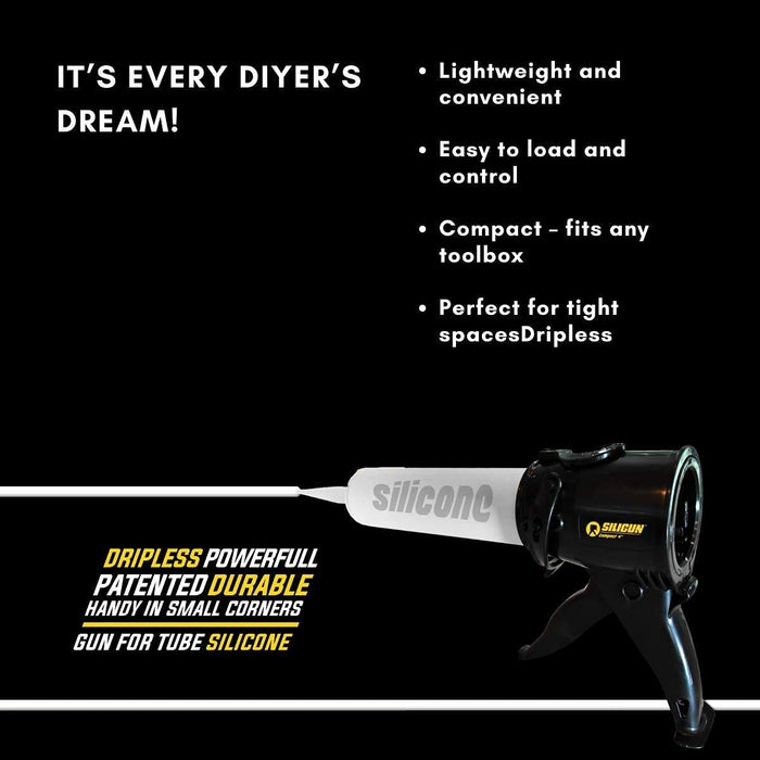 SILIGUN Compact 4" Caulking Gun - The Smallest Anti Drip Extreme Duty Caulk Gun