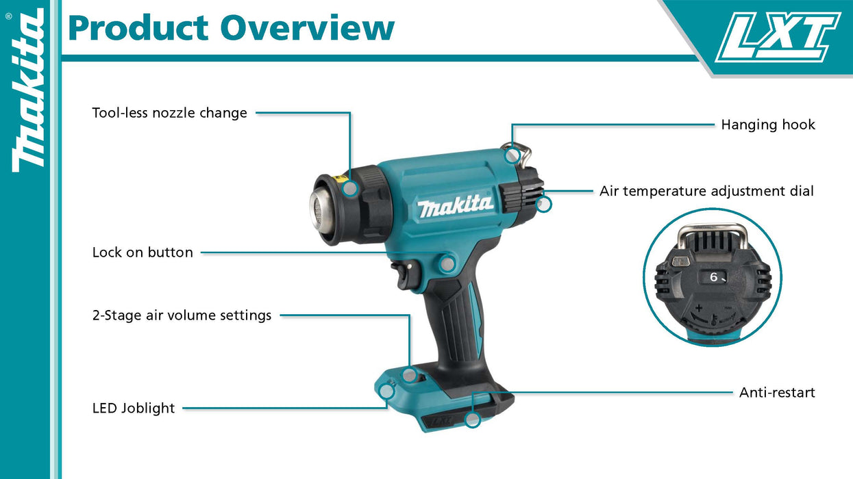Makita Cordless Heat Gun- DHG181ZK (Bare Unit)