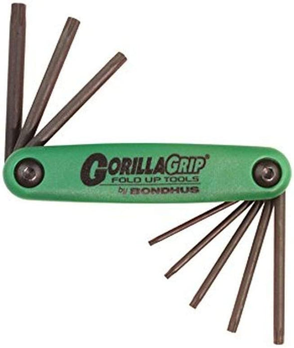 Bondhus 12634/12638 GorillaGrip-TF8/TR-TF8, Set of 8 Star Fold-up Keys, sizes T9-T40/TR9-TR40