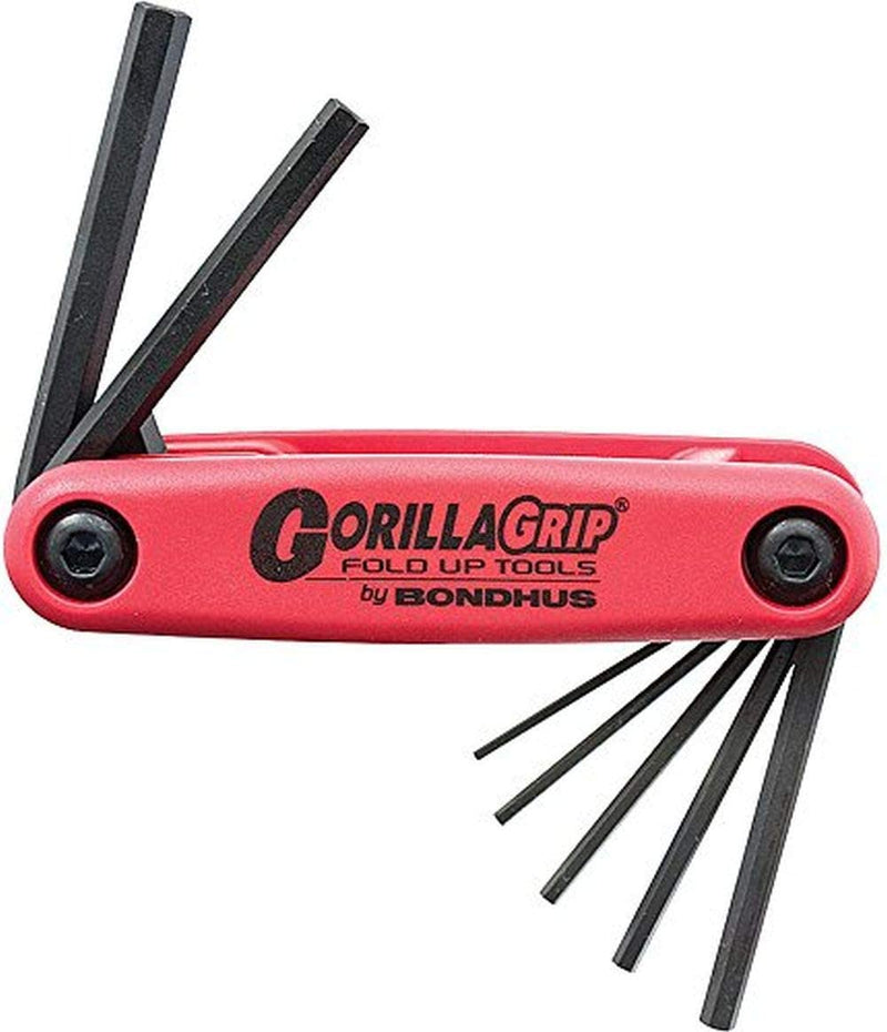 BONDHUS HF7MS GorillaGrip 公制摺疊六角匙，紅色手柄