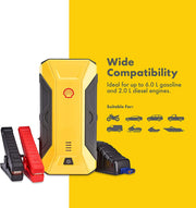 Shell SH912 jump starter with clamps: for up to 6.0L petrol and 2.0L diesel engines